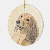 ダシュント絵画（長髪） - Dog Artオリジナル セラミックオーナメント (左)