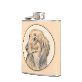 ダシュント絵画（長髪） - Dog Artオリジナル フラスク (左)