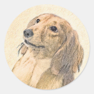 ダシュント絵画(長髪) - Dog Artオリジナル ラウンドシール