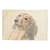 ダシュント絵画（長髪） - Dog Artオリジナル 枕カバー (裏面)