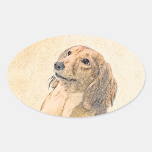 ダシュント絵画(長髪) - Dog Artオリジナル 楕円形シール (正面)