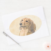ダシュント絵画(長髪) - Dog Artオリジナル 楕円形シール (封筒)