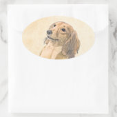 ダシュント絵画(長髪) - Dog Artオリジナル 楕円形シール (バッグ)