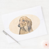 ダシュント絵画(長髪) - Dog Artオリジナル 楕円形シール (封筒)