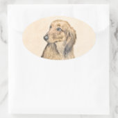 ダシュント絵画(長髪) - Dog Artオリジナル 楕円形シール (バッグ)