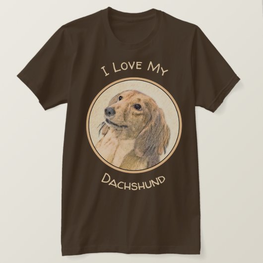 ダシュント絵画(長髪) - Dog Artオリジナル Tシャツ (デザイン正面)