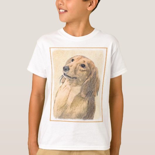 ダシュント絵画(長髪) - Dog Artオリジナル Tシャツ (正面)