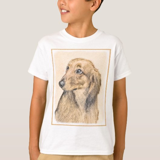 ダシュント絵画(長髪) - Dog Artオリジナル Tシャツ (正面)