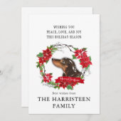 ダシュント茶色の水色ポインセチアのクリスマス シーズンカード (正面/裏面)