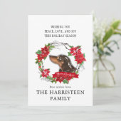 ダシュント茶色の水色ポインセチアのクリスマス シーズンカード (スタンド正面)