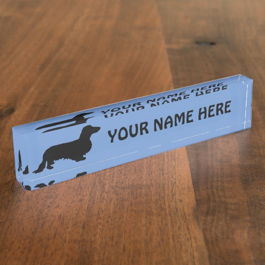 ダシュント長髪 – シルエット1 デスクネームプレート (側面)