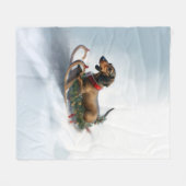 ダシュント雪の冬 フリースブランケット (正面(横))