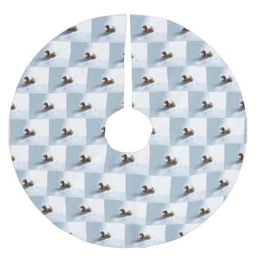 ダシュント雪の冬 ブラッシュドポリエステルツリースカート (正面)