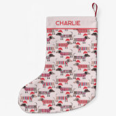 ダシュント・ソーセージ犬クリスマスハットパーソナライズされた スモールクリスマスストッキング (裏面)