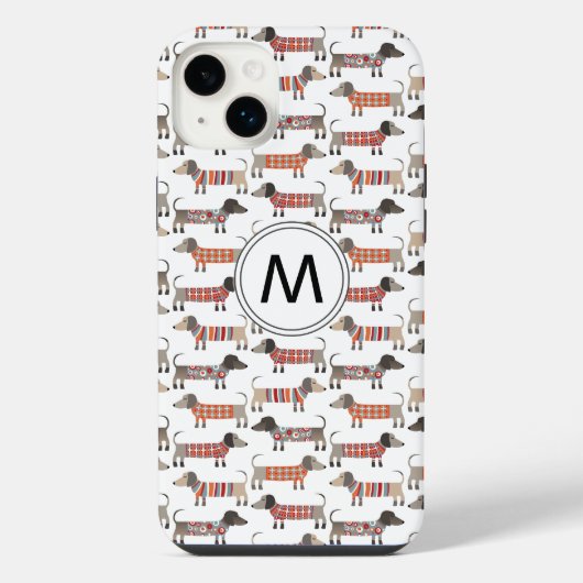 ダシュント・ソーセージ犬モノグラム iPhoneケース (裏面)