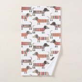 ダシュント・ソーセージ犬 バスタオルセット (ハンドタオル)