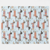 ダシュント・ソーセージ犬 フリースブランケット (正面(横))