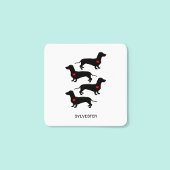 ダシュント・ソーセージ・ドッグ・ハート・モノグラム名 スクエアシール