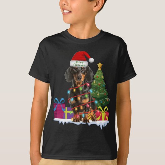 ダシュント・ダッケルウィーナー犬の醜いクリスマスセーター Tシャツ (正面)