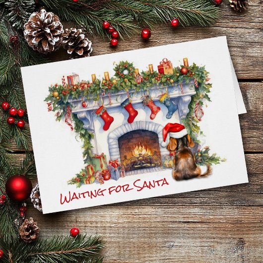 ダシュント・ドッグがサンタクリスマス暖炉を待つ