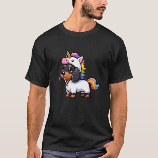 ダシュント・ユニコーン犬おもしろい神話的な生き物 Tシャツ (正面)