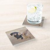 ダシュント(滑ら絵画か) - Dog Artオリジナル ガラスコースター (アングル)