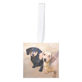 ダシュント(滑ら絵画か) - Dog Artオリジナル キューブオーナメント (正面)