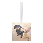 ダシュント(滑ら絵画か) - Dog Artオリジナル キューブオーナメント (右)