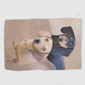 ダシュント(滑ら絵画か) - Dog Artオリジナル ゴルフタオル (横)
