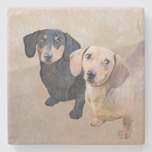 ダシュント(滑ら絵画か) - Dog Artオリジナル ストーンコースター (正面)