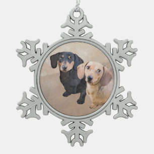 ダシュント(滑ら絵画か) - Dog Artオリジナル スノーフレークピューターオーナメント