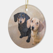 ダシュント(滑ら絵画か) - Dog Artオリジナル セラミックオーナメント (左)