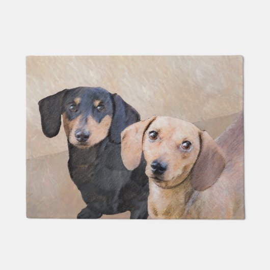 ダシュント(滑ら絵画か) - Dog Artオリジナル ドアマット (正面)