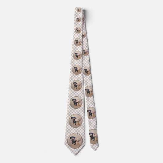 ダシュント(滑ら絵画か) - Dog Artオリジナル ネクタイ (正面)