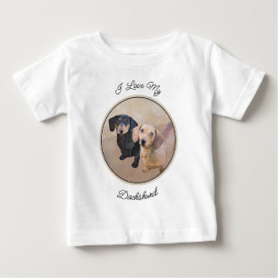 ダシュント(滑ら絵画か) - Dog Artオリジナル ベビーTシャツ