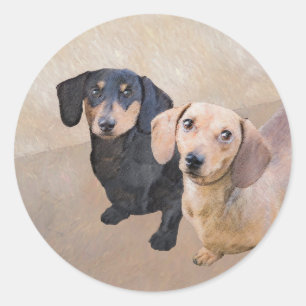 ダシュント(滑ら絵画か) - Dog Artオリジナル ラウンドシール