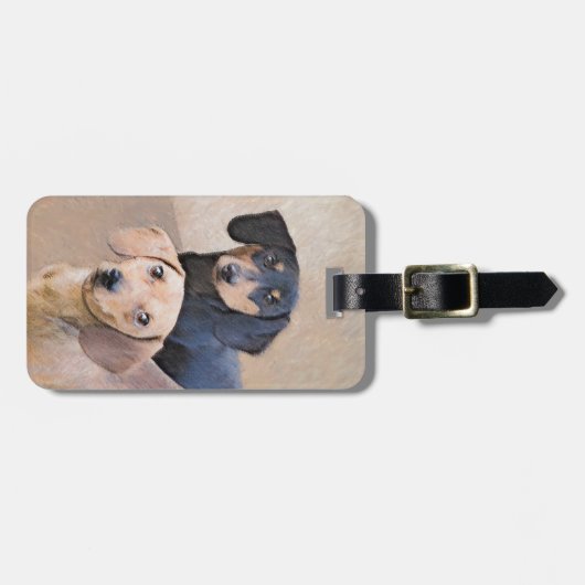 ダシュント(滑ら絵画か) - Dog Artオリジナル ラゲッジタグ (正面横)