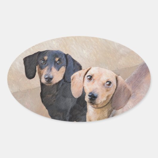 ダシュント(滑ら絵画か) - Dog Artオリジナル 楕円形シール (正面)