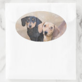 ダシュント(滑ら絵画か) - Dog Artオリジナル 楕円形シール (バッグ)