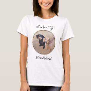 ダシュント(滑ら絵画か) - Dog Artオリジナル Tシャツ