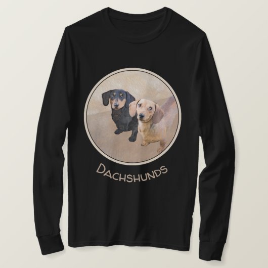 ダシュント(滑ら絵画か) - Dog Artオリジナル Tシャツ (デザイン正面)