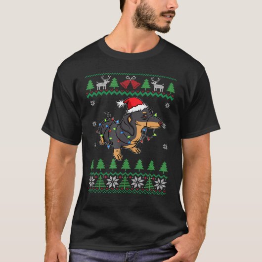 ダシュントSanta節ハットライトウィーナードッグ醜い Tシャツ (正面)