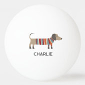 ダシュントWienerソーセージ犬のパーソナライズ名 卓球ボール (正面)