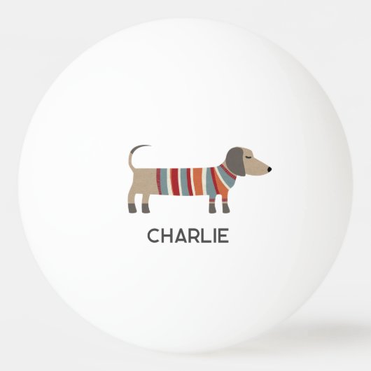 ダシュントWienerソーセージ犬のパーソナライズ名 卓球ボール (裏面)