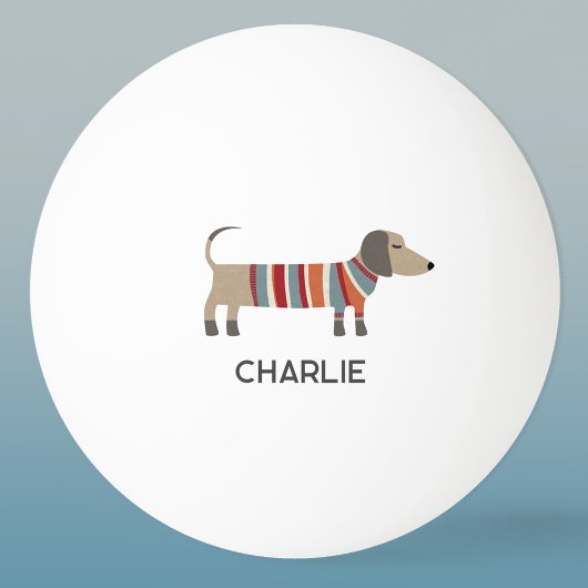 ダシュントWienerソーセージ犬のパーソナライズ名 卓球ボール