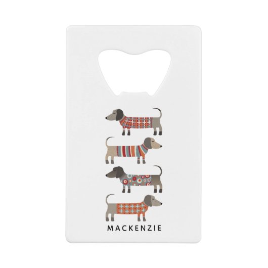 ダシュンドウィナーソーセージドッグパーソナライズされた クレジットカード栓抜き (正面)