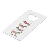 ダシュンドウィナーソーセージドッグパーソナライズされた クレジットカード栓抜き (正面アングル)