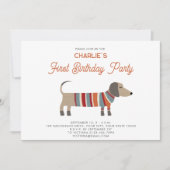 ダシュンドウィナーソーセージドッグ最初の誕生日パーティー 招待状 (正面)