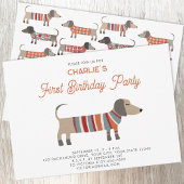 ダシュンドウィナーソーセージドッグ最初の誕生日パーティー 招待状