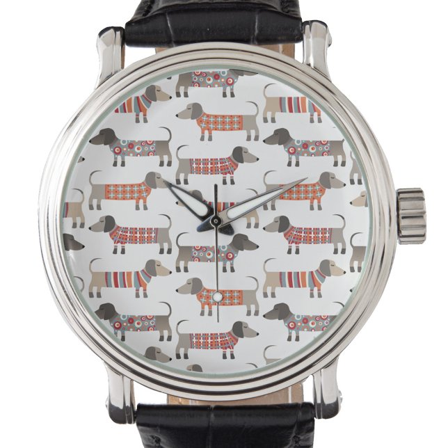 ダシュンドウィナーソーセージドッグ 腕時計 (Dachshund Wiener Sausage Dog pattern watch)